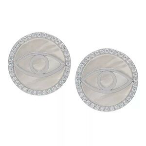 Mother of Pearl CZ Evil Eye Stud Earrings, NWT